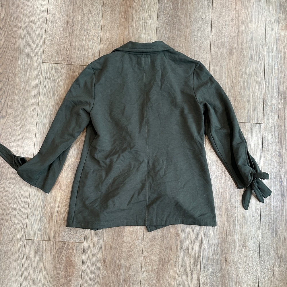 Caslon Olive Green Knit Blazer Tie Sleeve Jacket Size S - Picture 2 of 8